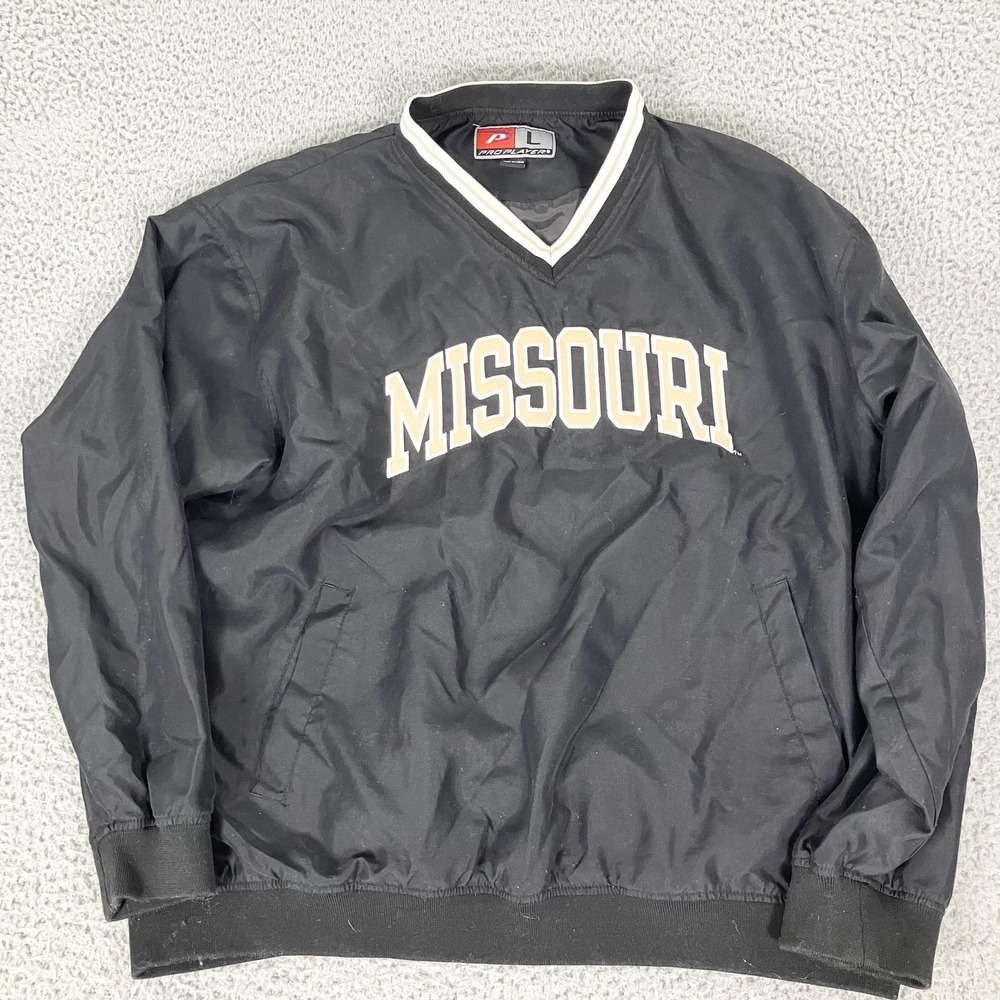 Missouri Tigers Windbreaker Mens Large Black NCAA Football Pro Player Pullover